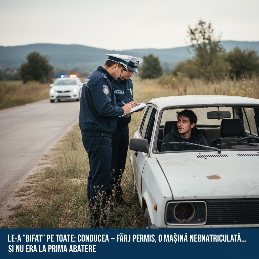 Conducea Fără Permis cu Mașina Neînmatriculată – Nu Era la Prima Abatere