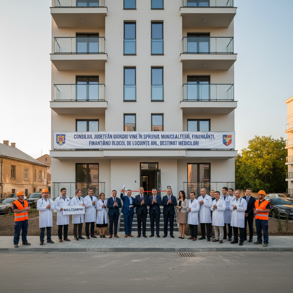 Consiliul Județean Giurgiu sprijină municipalitatea prin finanțarea blocului ANL pentru locuințe destinate medicilor