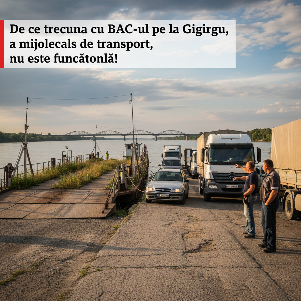 De ce trecerea bacului la Giurgiu pentru mijloacele de transport nu funcționează corespunzător