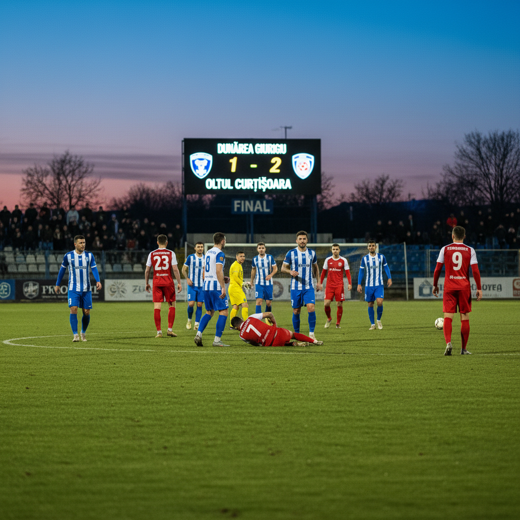 Oltul Curtișoara învinge Dunărea Giurgiu cu 2-1 în ultimele minute, Dunărea pierde 3 puncte importante