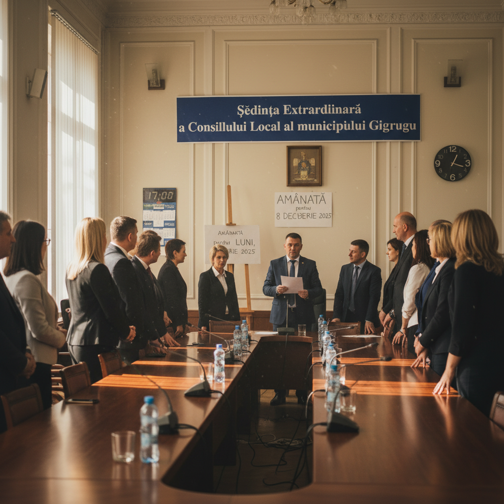 Ședința Extraordinară a Consiliului Local Giurgiu din 5 decembrie amânată pentru 8 decembrie 2025